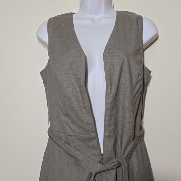 T Tahari Linen Blend Jumpsuit in Olive Size 4 business career office Resortwear - Picture 10 of 16